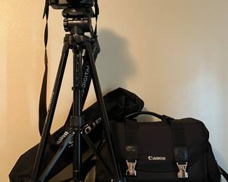 Canon Camera with bag & tripod