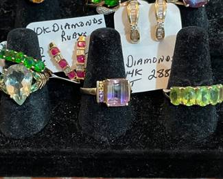 All gold rings and earrings