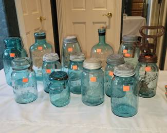 Blue glass Ball jars