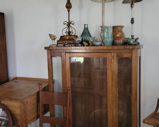 Antique cabinet and other items
