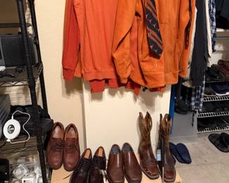 Men’s shoes, University of Texas tops