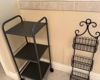 Metal cart and wall shelf