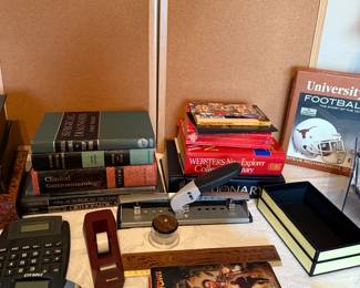 Misc hardback books, calculators