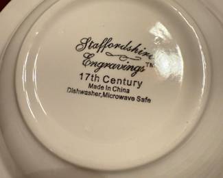 Stafforshire engraving 17th century China set. 8 place settings