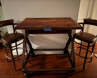 This Is Totally Unique.
Great Table For Conversation, Reading Or Working From Home.
Custome Made From A Reclaimed Engine Stand.
Restoration Hardware Chairs Included.
Come Take A Seat, And You’ll Be Sold.
It’s Absolutely One Of A Kind.
$400