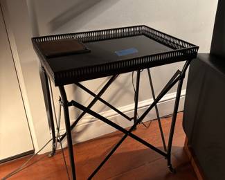 Ornate Side Table With Clawed Feet And Black Marble Top.
$15