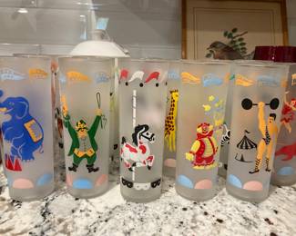 Vintage Frosted Circus Glasses