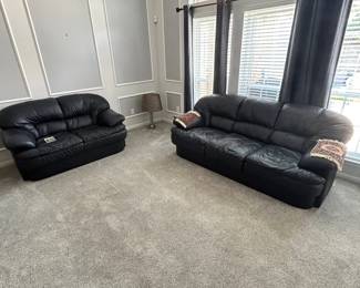 Dark Navy Blue Leather Sofa & Chair Set
All pieces in excellent condition.
Must be able to move and load yourself
Couch measures: 7’ long x 3’ deep x 16” tall to seat, 33” tall to back
Loveseat measures: 64” long x 3’ deep x 16” tall to seat, 33” tall to back
Chairs measures: 45” across x 3’ deep x 16” tall to seat, 33” tall to back