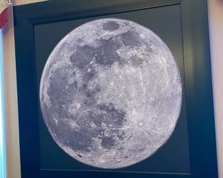 framed wall art featuring realistic depiction of the moon 
