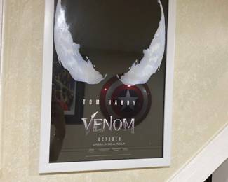 framed movie poster for the film Venom starring Tom Hardy 