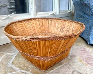 $60; large wicker basket; 24"dx14"h