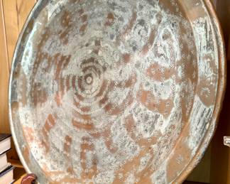 $150; vintage Persian silver and copper serving tray; 18"d