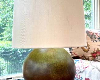 $100; modern metal orb lamp; 20"h