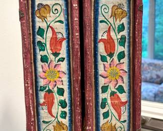 $400; vintage, hand-carved, hand-painted Peruvian altarpiece, signed by artist Nicario Jimenez Quispe; priest tool to teach of sainthood; 9x4x17
