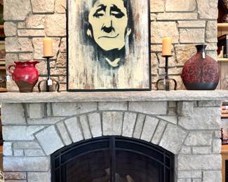 $950; "The Smirk" original painting on wood panel by Ales "BASK" Hostomsky--Czech-born, US artist--with signature and date on back;29x42