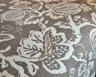 $200 each-2 available; twin-sized, custom-made, designer, lined coverlet and bedskirt; closeup of fabric