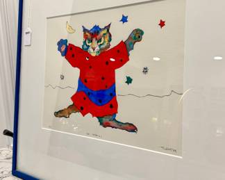 SOLD; framed "Cat's Pajamas" signed and numbered print; 23x21