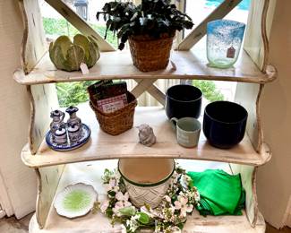 $550; great quality wood French country 4-tier display shelf; 36x47