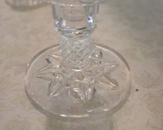 Pair Vintage Cut lead glass candle holders