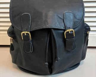 Coach Black Leather Backpack