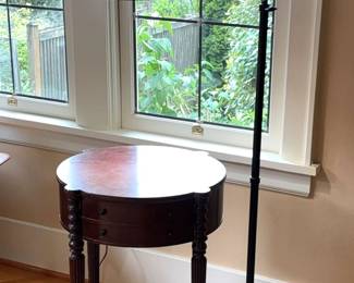Wood Single Drawer Drum Table Floor Lamp