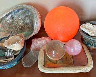 Shells, Crystals, Salt Lamp, Quartz Spheres