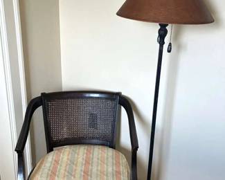 Bradford Black Rattan Chair And Vintage Floor Lamp