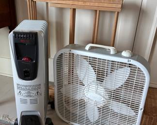 DeLonghi Heater, Fan And Tall Laundry Rack