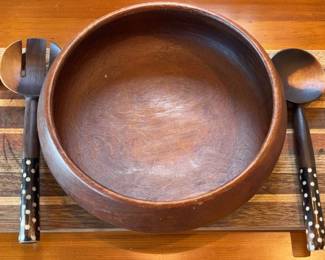 African Serving Spoons Wood Bowl
