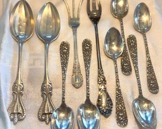 Stieff Sterling Repousse Sugar Spoons Other Tiny Serving Items