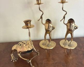 Brass Frog Candlesticks