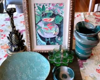 Vaseline Shot Glass Caddy Other Decor In Complementing Greens