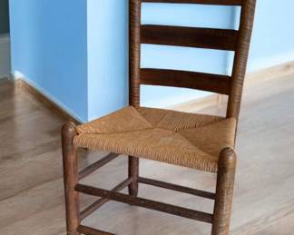 Unusual Ladder Back Chair With Spanish Embellishments