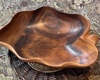 Monkey Pod Leaf Shaped Wood Bowl