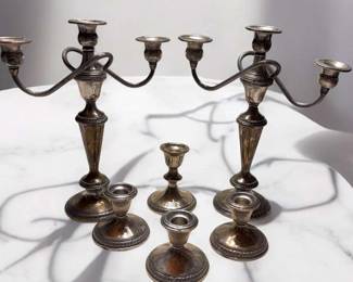 Crown Weighted Sterling Candle Holders Others