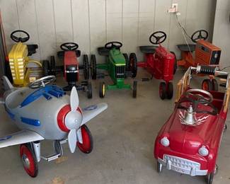 Misc. Pedal tractors, airplane and fire engine
