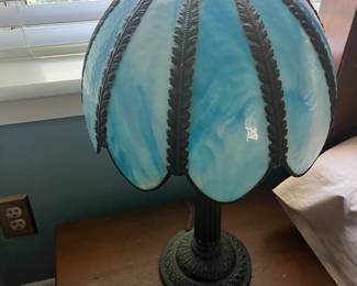 Pair of Slag Glass lamps