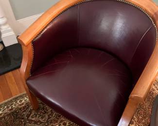 Pair leather club chairs