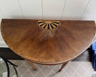 Reproduction Demi-Lune with Satinwood Inlay. Measures 40" x 18" D x 32" H. Photo 2 of 3.