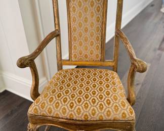 Pair of Gilt Antique French Provincial Arm Chairs. Each Measures 21" W x 14" D with 17" Seat Height. Photo 1 of 5.