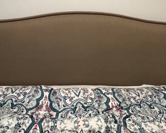 Neutral Upholstered King Size Bed Frame With Nailhead Trim. Measures 82" W x 52" H. Photo 2 of 4.