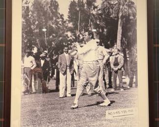 Framed Photo of Babe Ruth Golfing.