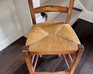 Set of 3 Rush Seat Counter Stools in Distressed Finish. Each. Measures 16" W x 14" D With 24" Seat Height. Photo 2 of 4.