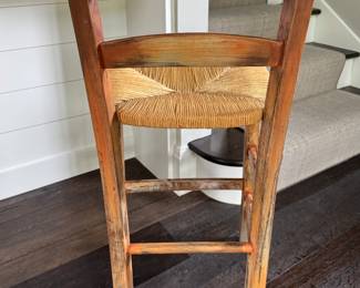 Set of 3 Rush Seat Counter Stools in Distressed Finish. Each. Measures 16" W x 14" D With 24" Seat Height. Photo 4 of 4.
