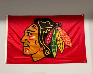 NHL Chicago Blackhawks Banner. Measures 61" W x 35" H.