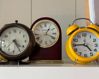 Clocks.