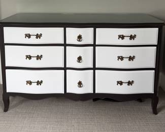Custom-Painted Two-Toned Vintage Dresser. Measures 60" W x 22" D x 35" H. Photo 1 of 4.
