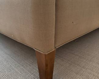 Neutral Upholstered King Size Bed Frame With Nailhead Trim. Measures 82" W x 52" H. Photo 3 of 4.