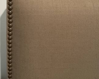 Neutral Upholstered King Size Bed Frame With Nailhead Trim. Measures 82" W x 52" H. Photo 4 of 4.