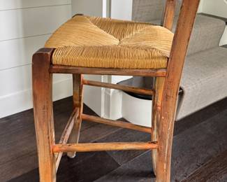 Set of 3 Rush Seat Counter Stools in Distressed Finish. Each. Measures 16" W x 14" D With 24" Seat Height. Photo 3 of 4.